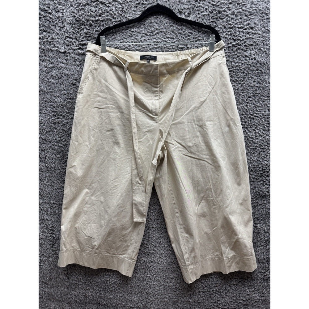 LAFAYETTE 148 Women's Khaki Cuffed Stretch Belted Capris‎ Pants Size 14W